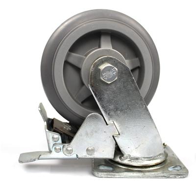 China Other 6 Inch Heavy Duty Plate Mute TPR Arc Casters With Brake for sale