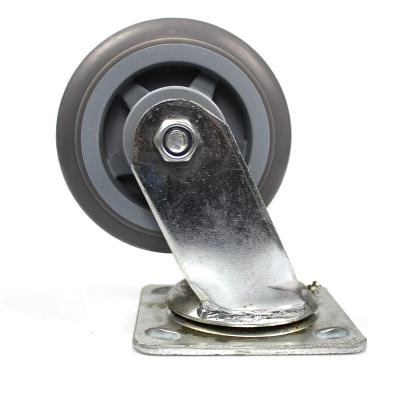 China PIVOT 5 Inch Heavy Duty Plate Swivel Mute TPR Arc Casters for sale