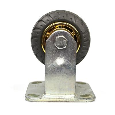 China 4 Inch Flat Plate Heavy Duty Rigid Gray Rubber Mute Casters for sale