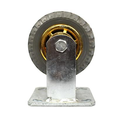 China 5 Inch Flat Plate Heavy Duty Rigid Gray Rubber Mute Casters for sale