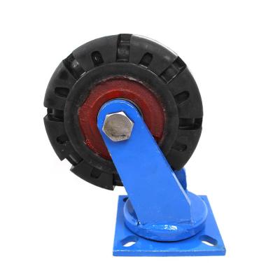 China PIVOTING 8 Inch Swivel Overweight Iron Flat Plate Casters Rubber Wheel for sale