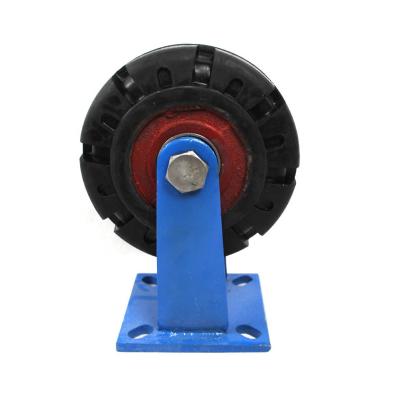 China 8 Inch Rigid Iron Overweight Rigid Flat Plate Rubber Casters Wheel for sale