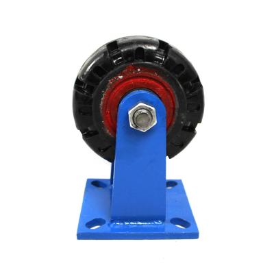 China 6 Inch Rigid Iron Overweight Rigid Flat Plate Rubber Casters Wheel for sale