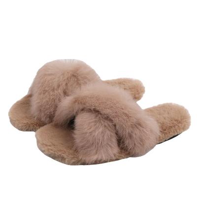 China Hot Selling Flat Custom Made Fashion Large Size House Slippers Kids Rabbit Fur Slippers for sale