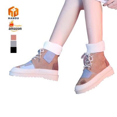 China 2021 Waterproof Hot Selling Customized Short High End Leather Snow Boots Fur Shoes Boots For Women Winter for sale