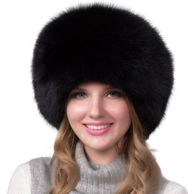 China JOINT Super Soft Red Ladies Leather Beanie Real Fox Fur Trooper Hat for sale