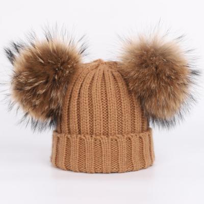 China Custom winter warm knitted fashion pom beanie hat knitted kids hat for sale