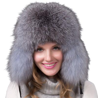 China COMMON ladies winter warm tide leather fashion straw hat fur fox ski hat women warm winter hat for sale