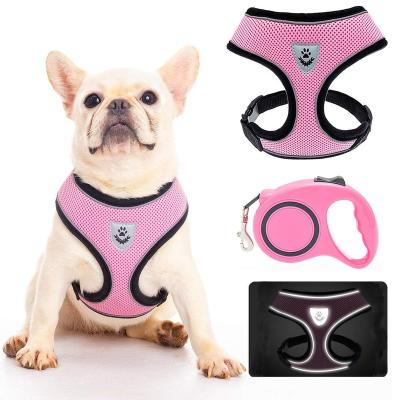 China Custom Popular Design Standard Size Breathable Pink Custom Pet Supplies Dog Harness and Leash Set, Customize Pet Harness for sale