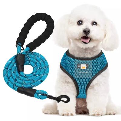 China Wholesale Puppy Stocked No Pull Adjustable Reflective Soft Adjustable Dog Harness And Leash Set for sale