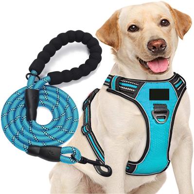 China Luxury Soft Thoughtful Custom Stocked 3M Adjustable Dog Vest Mesh No Pull Front Range Pet Leash And Harness Set for sale