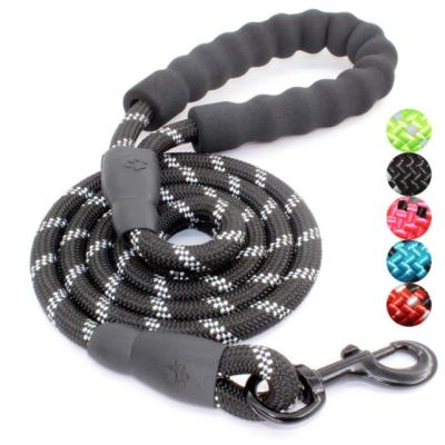 China Custom Running Rope Nylon Black Reflective Pet Tracking Lead Training Leash Dog For Medium Large Large Dog for sale