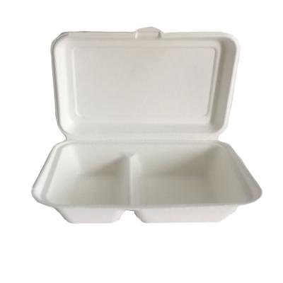 China 100% Eco-friendly and Biodegradable Disposable Sugarcane Bagasse Paper Box Food Storage Containers for sale