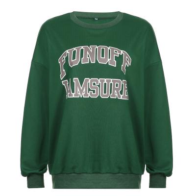 China New Breathable Women's Girl Green American Hot Retro Letters Printed Long Loose Sweater for sale