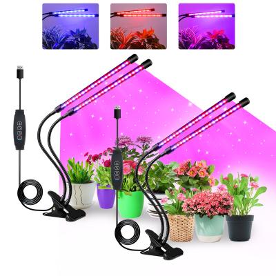 China USB Wire GROWSTAR Indoor Long Spectrum 360 Degree 3 Modes Flexible Dimmable Lamp Led Clip Plant Grow Light For Pot Flowers for sale