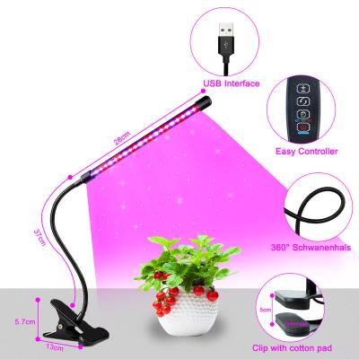 China USB Long Wire GrowStar LED Red Blue Bulbs House Plants Hydroponics GrowingTiming Function 20W Succulent Detachable Plant Grow Lights for sale