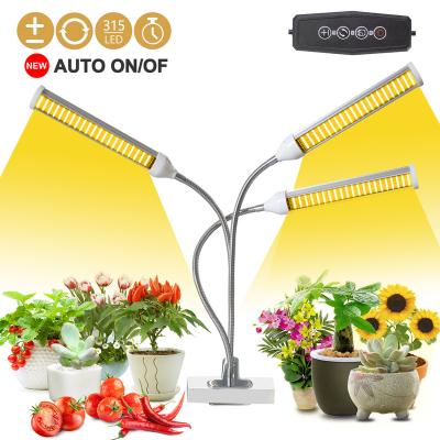 China Seed Starting High Brightness Sunlike 3 Heads Full Spectrum 3000K 315 LED 3 Clip Grow Lights For Indoor Plants Sowing Flower for sale