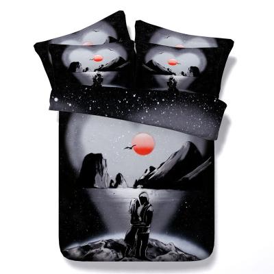 China 2021 Nondisposable bedding set 4 pcs,JF310,Black Lover Duvet Cover Set,Retail,3D Printed,Duvet Cover,Flat Sheet,Pillowcases for sale