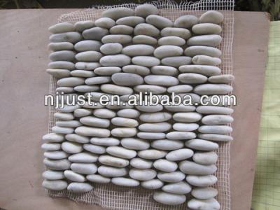 China White Standing Natural Stone And Pebble Pebble Tile Mosaic for sale