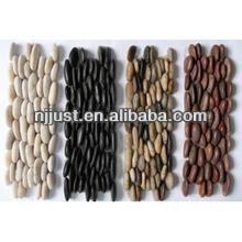 China Natural Stone Cutted Colorful Stacked Pebble Tile for sale