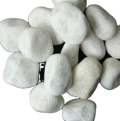 China Modern Pure White Round Natural Tumbled White Stone 3-5cm Snow Pebbles for sale