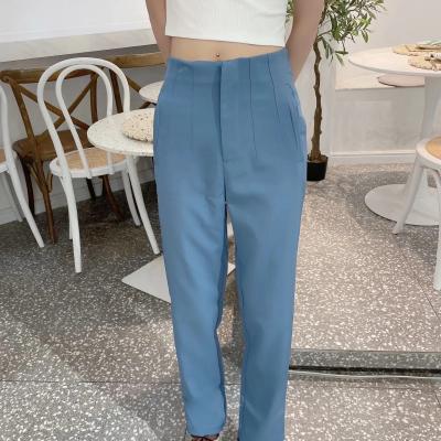 China Wholesale Casual Women Summer Fashion Soft Anti-Wrinkle Wear Wide Leg Canvas Pants Office Trousers for sale