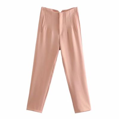 China 2021 new high quality solid waist Anti-wrinkle ladies high pants brief women pants clothing for sale