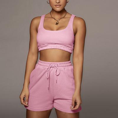 China Anti-wrinkle new arrival women's casual two-piece shorts pants set active sports fitness yoga wear summer clothing fashion 2021 for sale