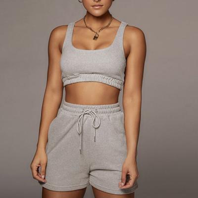 China Anti-Wrinkle 2021 Summer Two Piece Shorts Sets Biker Tank Tops For Women Lace Up Tracksuits Global for sale