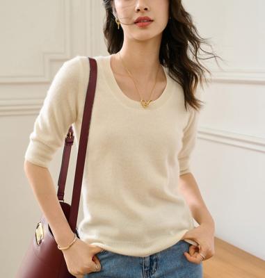 China Anti-wrinkle 2021 new cashmere sweater, short-sleeve sweater, half-sleeve knit bottom for women for sale