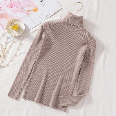 China Anti-Wrinkle Women's High Neck Turtle Sweater Custom Women Knitted Sweater Girl Cotton Pullover Sweater Custom Made for sale