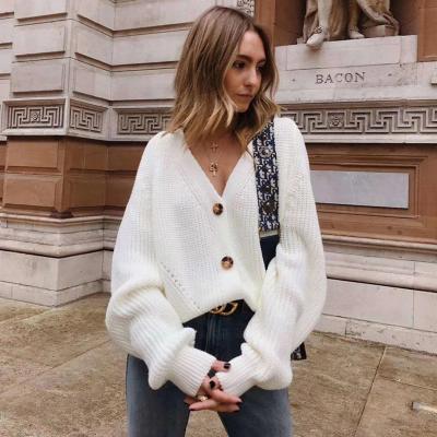 China 2021 Spring Button Casual Long Sleeve Cardigan Sweater Jacket Ladies Anti-wrinkle Loose Twist Knit Tops for sale