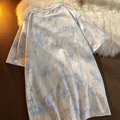 China Hot Selling Anti-wrinkle Design Your Own Logo Short Sleeve Tie Dye Rainbow T-shirt Crop Tops For Summer for sale