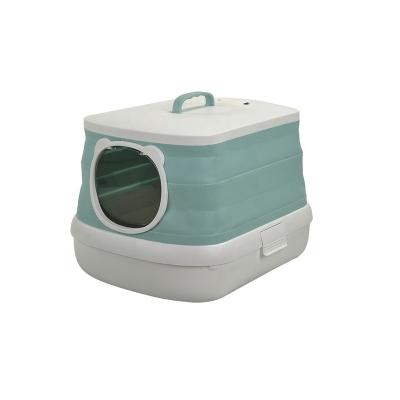 China Plastic Wholesale Pet Clean Up Products Plastic Large Space Training Folding Cat Litter Box for sale