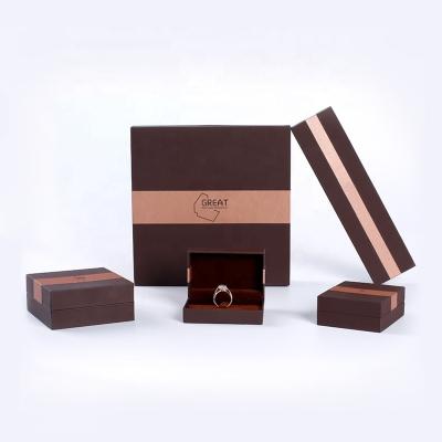 China Eco-friendly Jewelry Gift Box For Ring Necklace Earring Bracelet Bangle Packaging With Gold Foil Logo Fashion Jewelry Box for sale