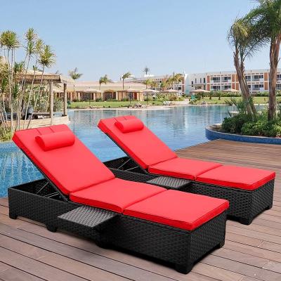 China Vintage beach fold outdoor pe rattan lounge furniture convertible rattan pool chair wicker pool chair furniture for sale