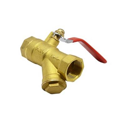 China Y Size General Brass Strainer 3/4-2 Inch Brass Ball Valve With Long Red Lover Handle for sale