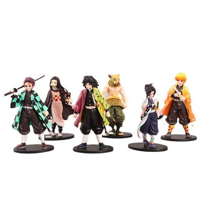 China Cartoon Toy Kimetsu no Yaiba Kamado Tanjirou Nezuko Cartoon Model Toy Anime Demon Slayer PVC Figure for sale