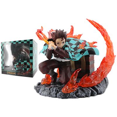 China Cartoon Toy Demon Slayer Kimetsu No Yaiba 15cm Fire Kamado Tanjirou Statue Plastic Anime Figure for sale