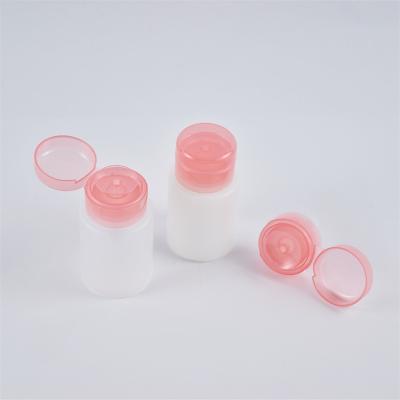 China Non Spill Plastic Pink Color Nail Polish Remover Screw Dispenser Nail Pump Makeup Remover Water Pump With Bottle for sale