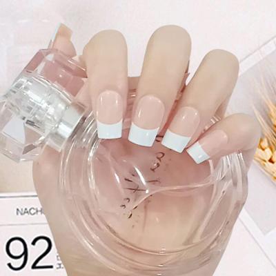 China Wholesale French Designed Style Coffin Ballerina Long Press On False Nails Medium Full Cover Square Manicure 24pcs/box for sale