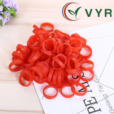 China 0.8 Inch Diameter Environmentally Friendly Package Vegetable Special Transparent Red Elastic Bands for sale