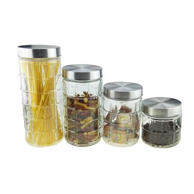 China Wholesale Clear Airtight Freshness Preservation Glass Jars With Metal Lids For Food Storage for sale