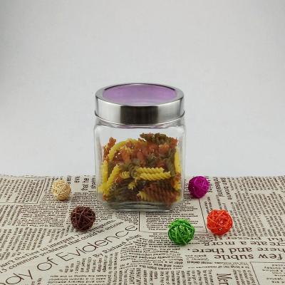 China Freshness Preservation Square Glass Jar With Screw Top Lid For Food Nuts Cookies Storage for sale