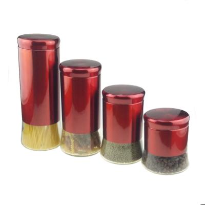 China Stocked Customize Airtight Durable Glass Canister Jar Set For Food Candy Storage for sale