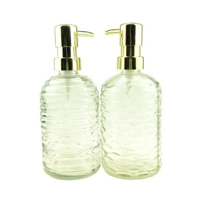 China Personal Care Shampoo Atomizer Glass Bottle 400ml Clear Glass Jar With 14OZ Lid For Perfume for sale