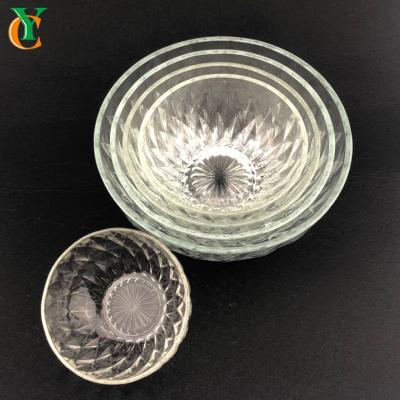 China 5pcs Cheap Viable 4inch 5inch 6inch 7inch 8inch Set Clear Round Glass Bowl Storage Fruit Salad Vegetable for sale