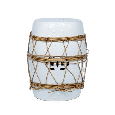 China Removable Cover High Quality Durable Using Various White Minimalist Ceramic Drum Stool for sale