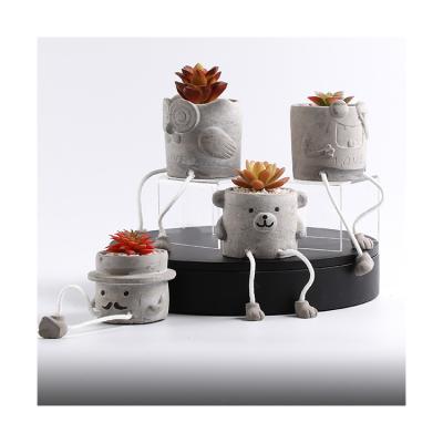 China Modern Outdoor Garden Gray Cartoon Cement Flower Pot Factory Supply Interesting Price for sale