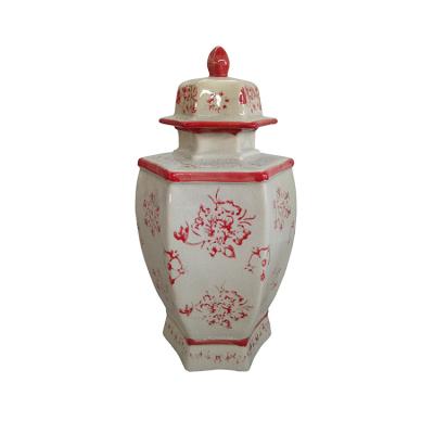 China Modern Pattern Custom Design Mosaic Red White Color Ceramic Decorative Pot for sale